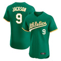 Athletics #9 Reggie Jackson Player Kelly Green Limited Elite Home Game Gdoa Stitched Jerseys