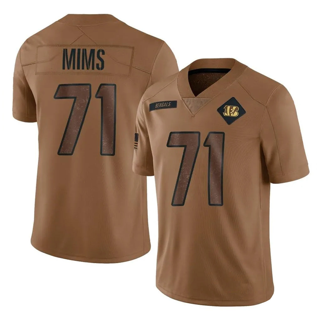 C.Bengals #71 Amarius Mims Player Brown Salute to Service Limited Gdoa Stitched Jerseys