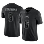 LA.Chargers #6 Denzel Perryman Player Black Limited Reflective Home Game Gdoa Stitched Jerseys
