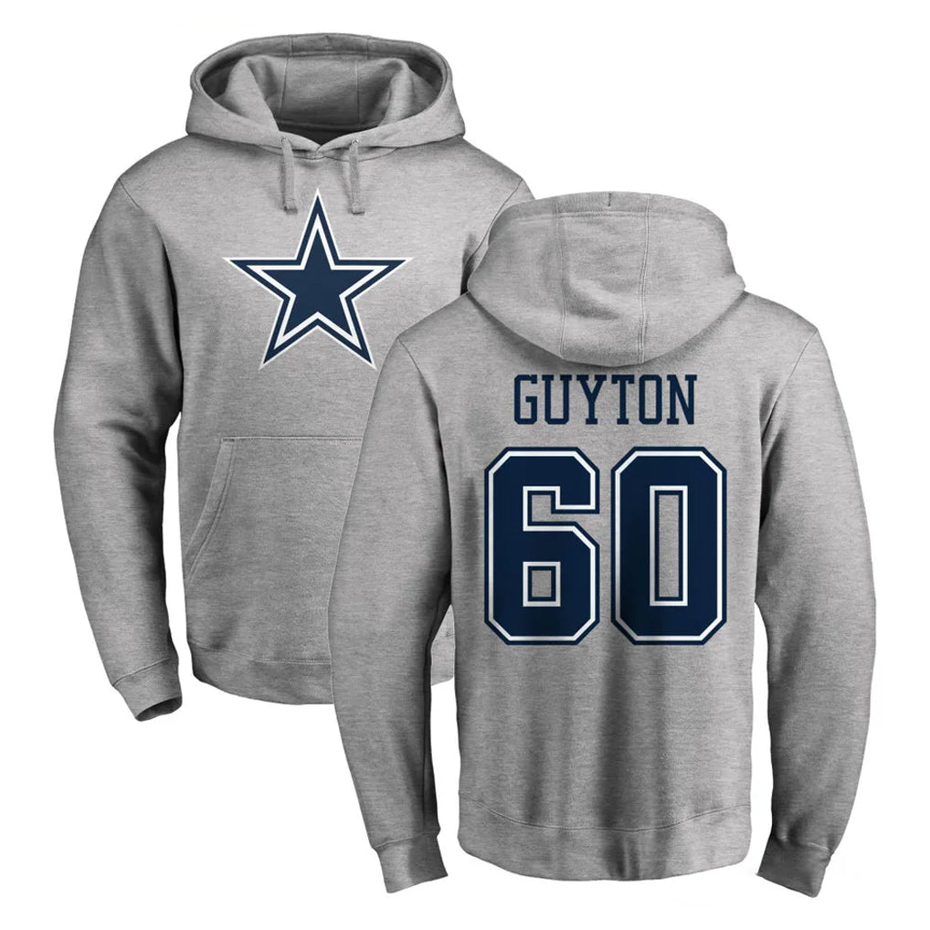 D.Cowboys #60 Tyler Guyton Player Gray LOGO Pullover Hoodie Limited Gdoa Stitched Jerseys