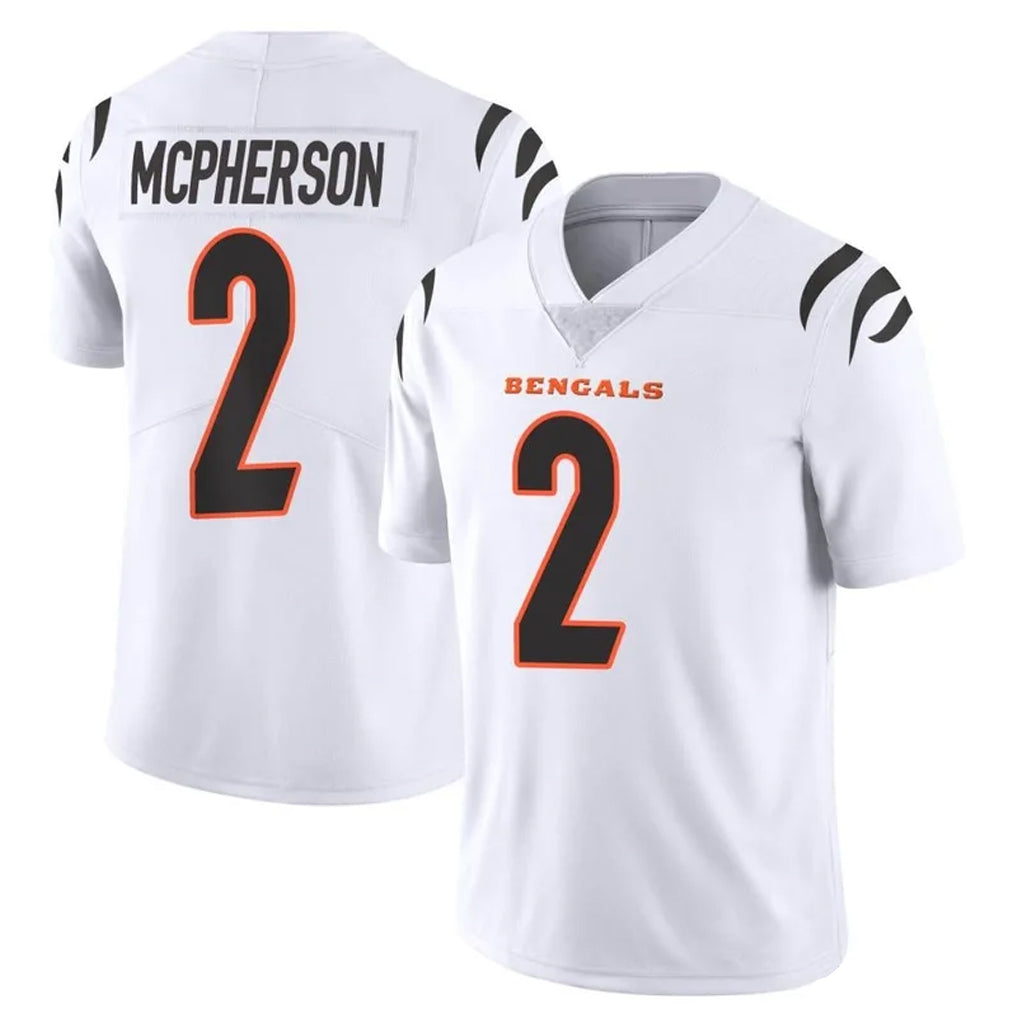 C.Bengals #2 Evan McPherson Player White Vapor Untouchable Limited Home Game Gdoa Stitched Jerseys
