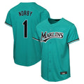 M.Marlins #1 Connor Norby Player Teal  Home Game Fdoa Stitched Jerseys