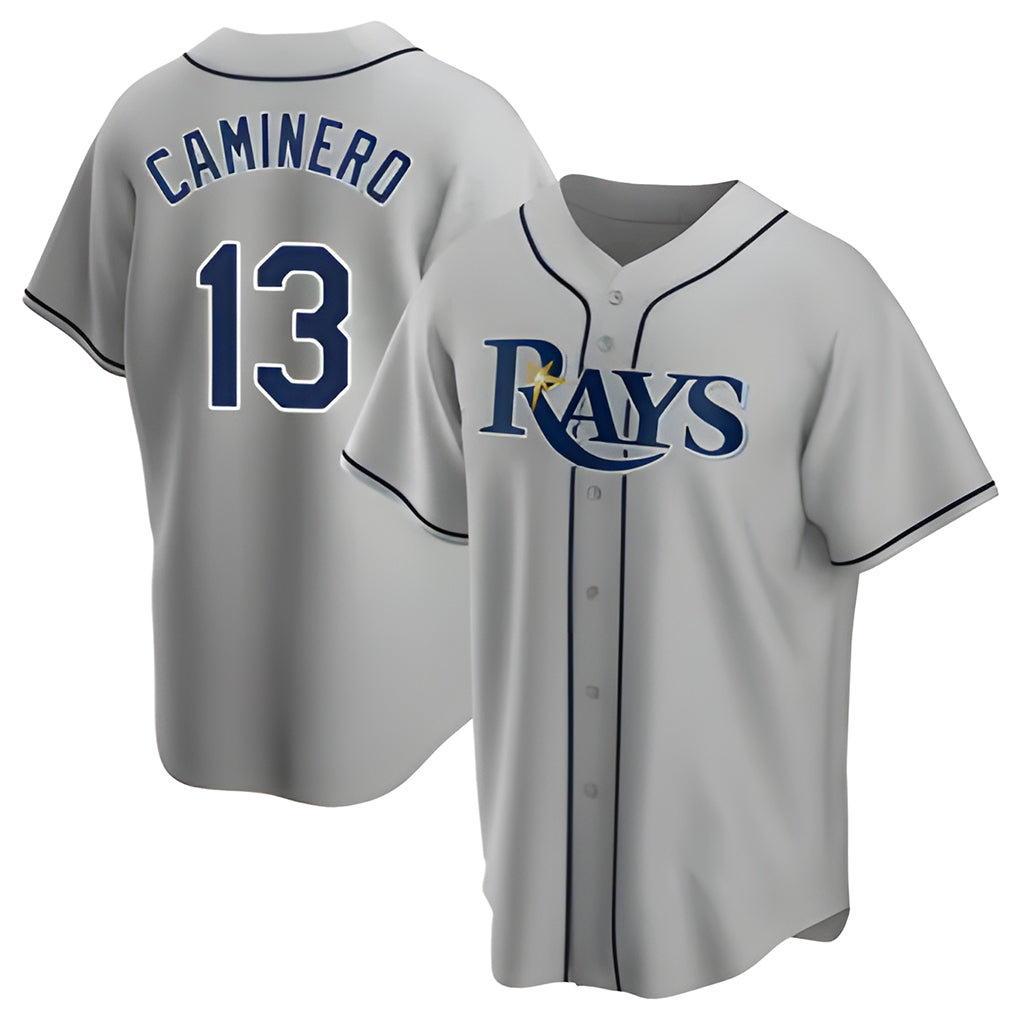 T.Bay Rays #13 Junior Caminero Player Gray Home Game Fdoa Stitched Jerseys