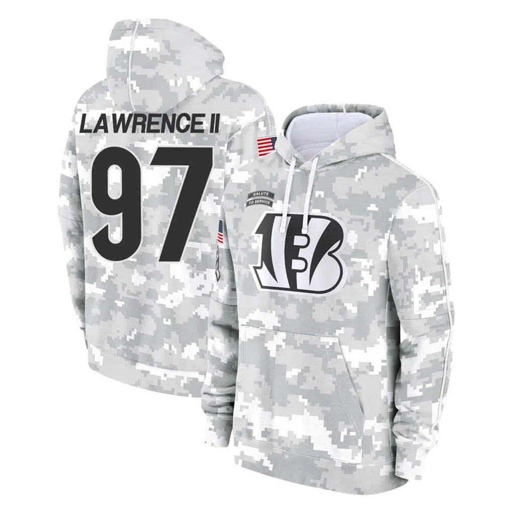 C.Bengals #97 Dexter Lawrence II Player Arctic Camo Salute to Service Pullover Hoodie Limited Gdoa Stitched Jerseys