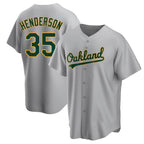 Athletics #35 Rickey Henderson Player Gray Replica Road Stitched Jersey
