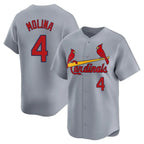 St. Louis Cardinals #4 Yadier Molina Player Gray Home Limited Fdoa Stitched Jerseys