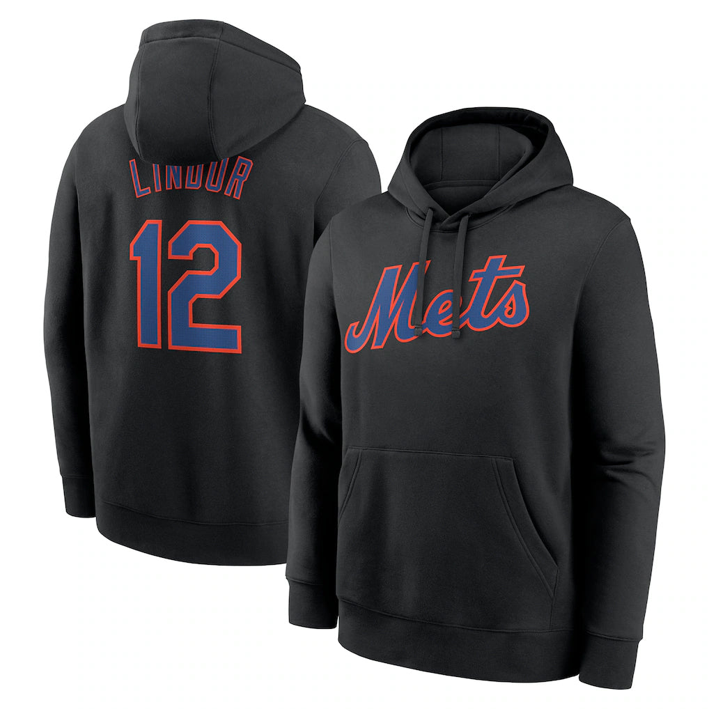 NY.Mets #12 Francisco Lindor Player Black Club Pullover Hoodie Game Fdoa Stitched Jerseys