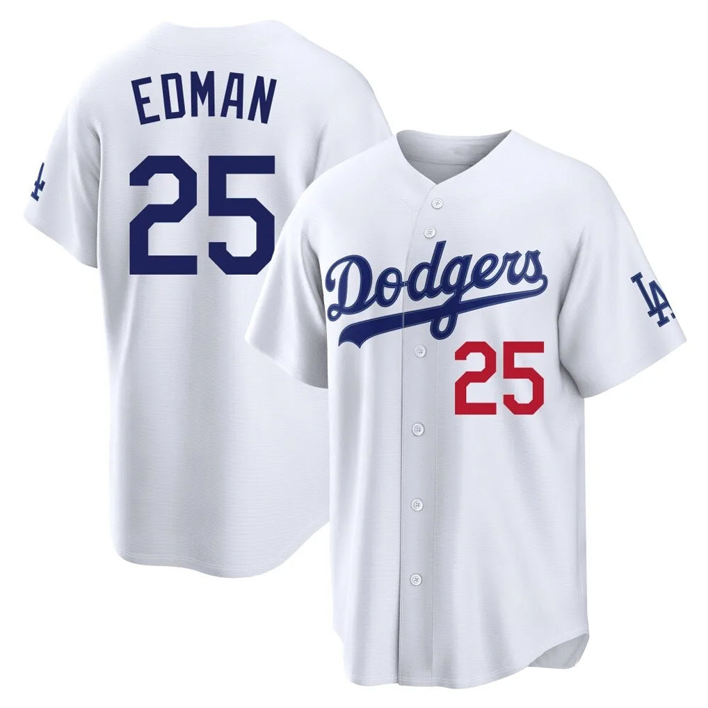 LA.Dodgers #25 Tommy Edman Player White Home Game Fdoa Stitched Jerseys