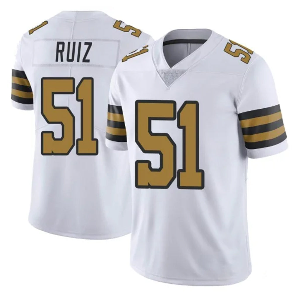 NO.Saints #51 Cesar Ruiz Player White Limited Color Rush Home Game Gdoa Stitched Jerseys