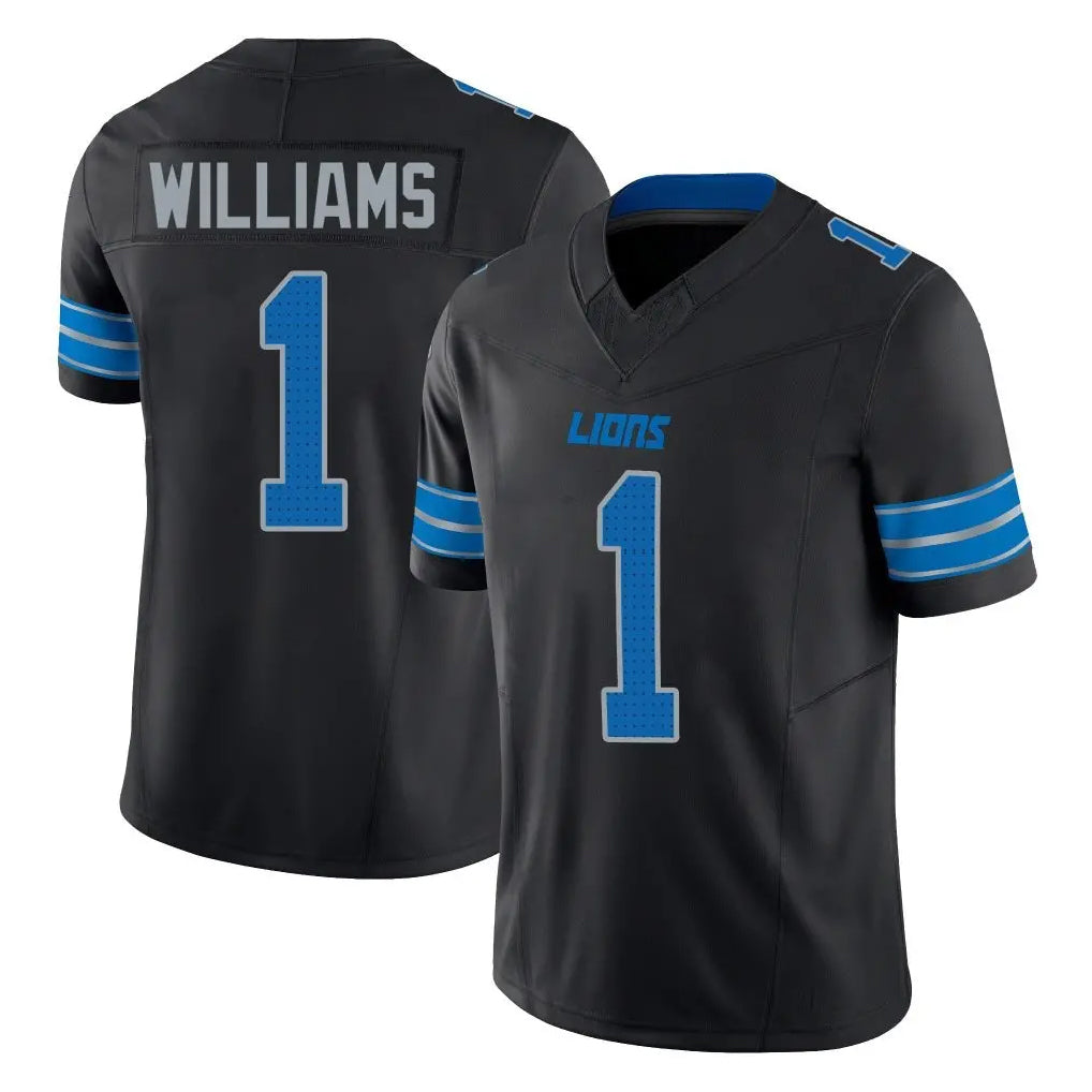D.Lions #1 Jameson Williams Player Black Alternate Vapor F.U.S.E. Limited Home Game Gdoa Stitched Jerseys