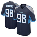 T.Titans #98 Jeffery Simmons Player Navy Home Game Gdoa Stitched Jerseys