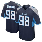 T.Titans #98 Jeffery Simmons Player Navy Home Game Gdoa Stitched Jerseys