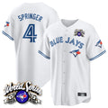 T.Blue Jays #4 George Springer Player White 2025 American League All Fdoa Stitched Jersey