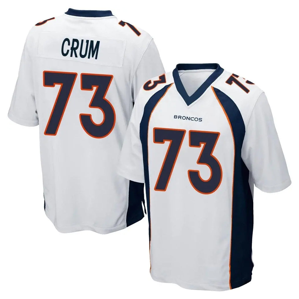 D.Broncos #73 Frank Crum Player White Game Gdoa Stitched Jerseys
