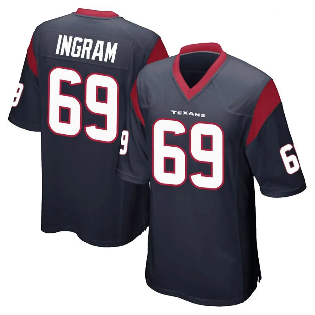 H.Texans #69 Ed Ingram Player Navy Home Game Gdoa Stitched Jerseys