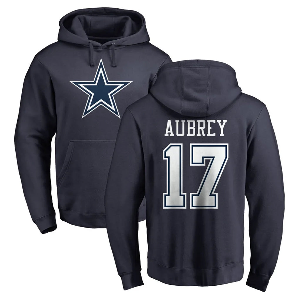 D.Cowboys #17 Brandon Aubrey Player Navy Pullover Hoodies Limited Gdoa Stitched Jerseys