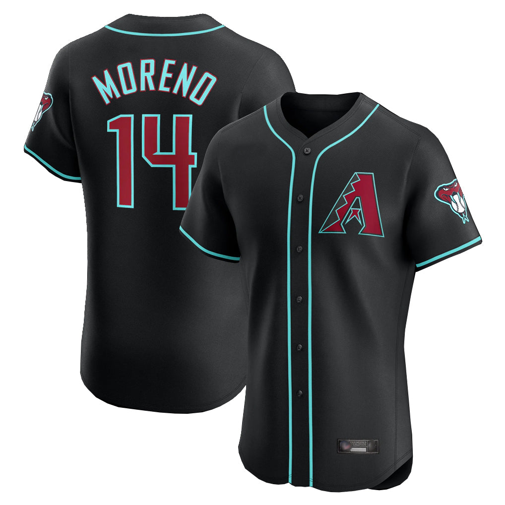 A.Diamondbacks #14 Gabriel Moreno Player Black Limited Elite Home Game Gdoa Stitched Jerseys