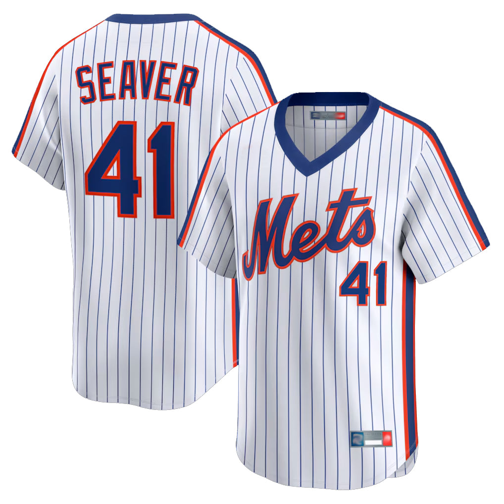 NY.Mets #41 Tom Seaver Player White Cooperstown Collection T-shirt Game Fdoa Stitched Jerseys