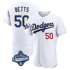 LA.Dodgers #50 Mookie Betts Player Gold White World Series Meet 2026 Collection Stadium Limited Elite Fdoa Stitched Jerseys