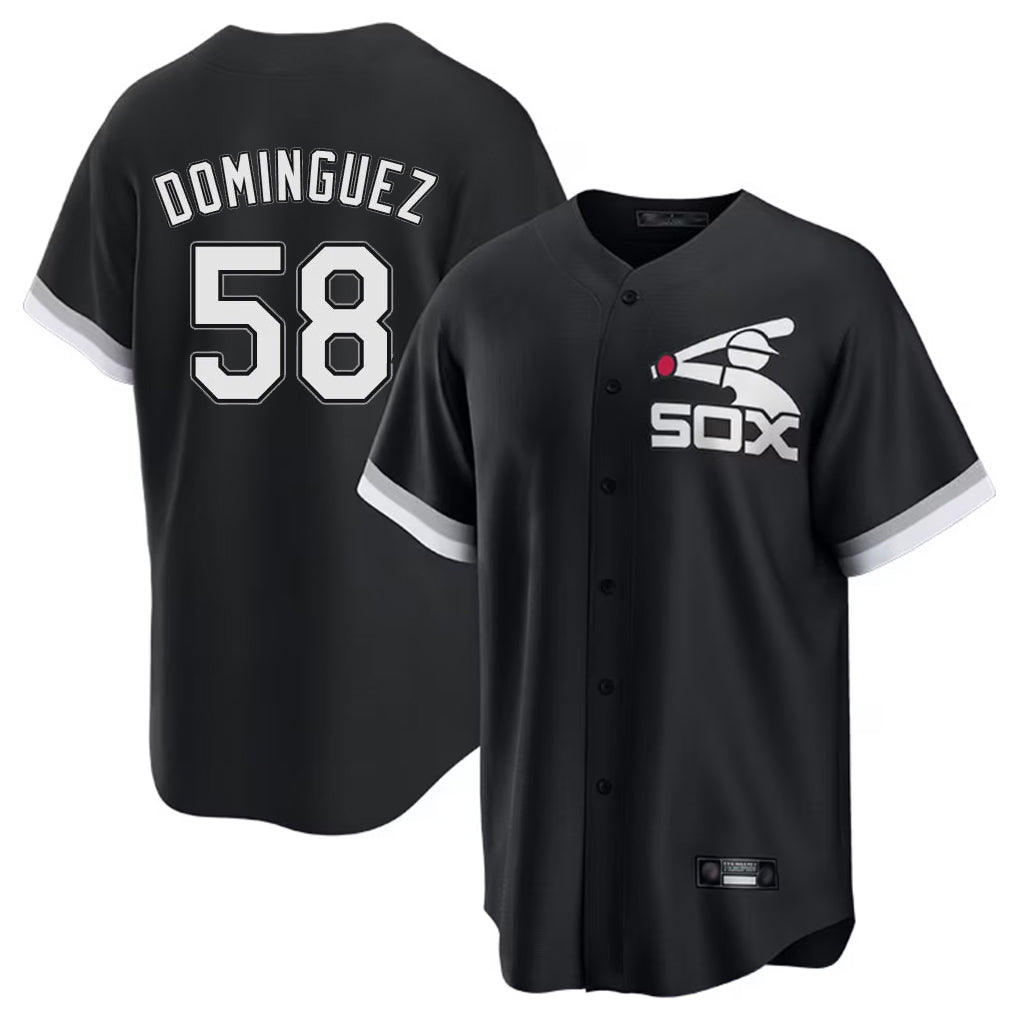 C.White Sox #58 Seranthony Dom¨ªnguez Player Black Spring Training Game Gdoa Stitched Jerseys