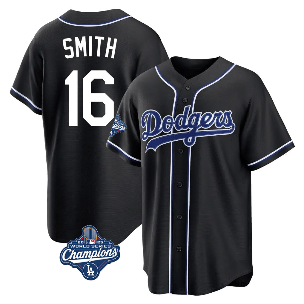 LA.Dodgers #16 Will Smith Player Black World Series Meet Carbon Limited Home Fdoa Stitched Jerseys