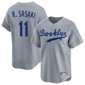 LA.Dodgers #11 Roki Sasaki Player Gray Game Limited Home Fdoa Stitched Jerseys