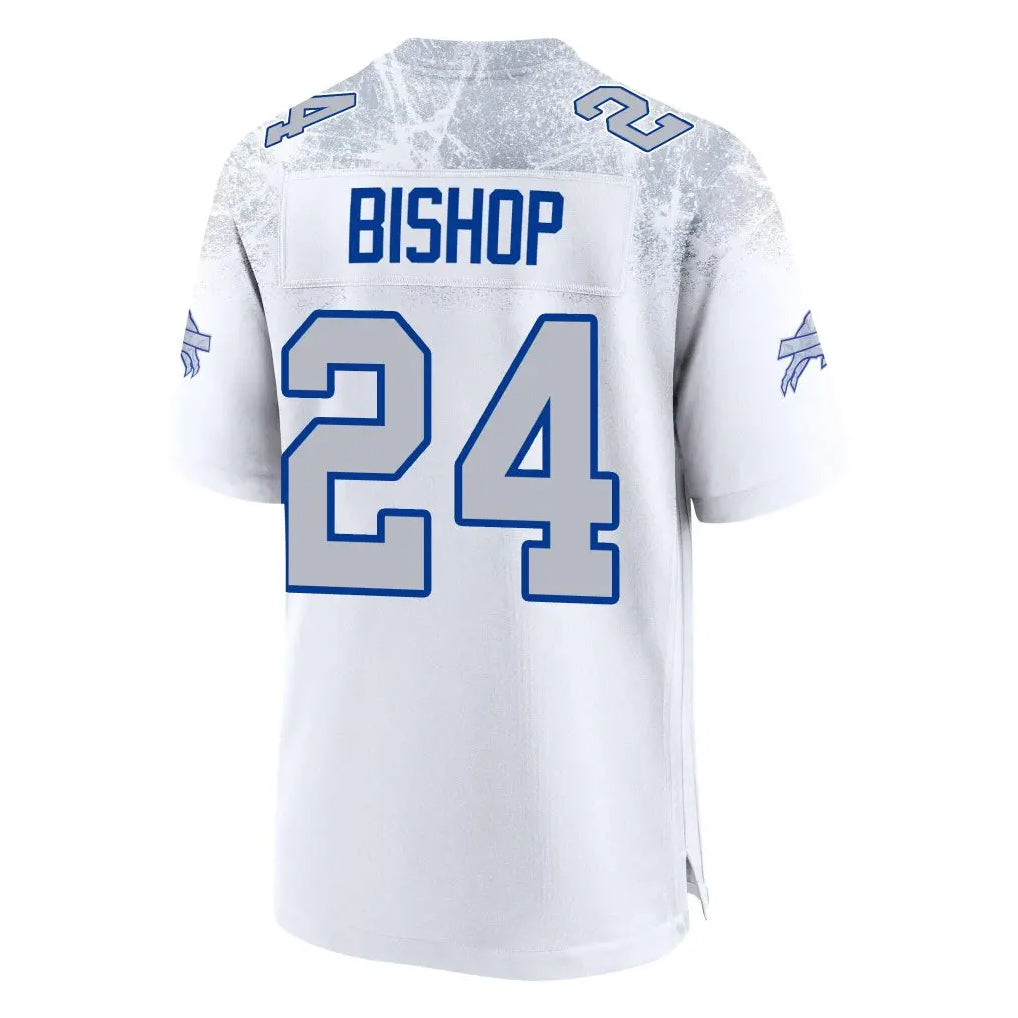 B.Bills #24 Cole Bishop Player White Rivalries Collection Game Gdoa Stitched Jerseys