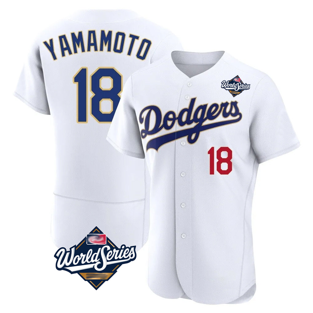 LA.Dodgers #18 Yoshinobu Yamamoto Player Gold White World Series 2026 Collection Stadium Limited Elite Fdoa Stitched Jerseys