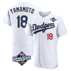 LA.Dodgers #18 Yoshinobu Yamamoto Player Gold White World Series 2026 Collection Stadium Limited Elite Fdoa Stitched Jerseys