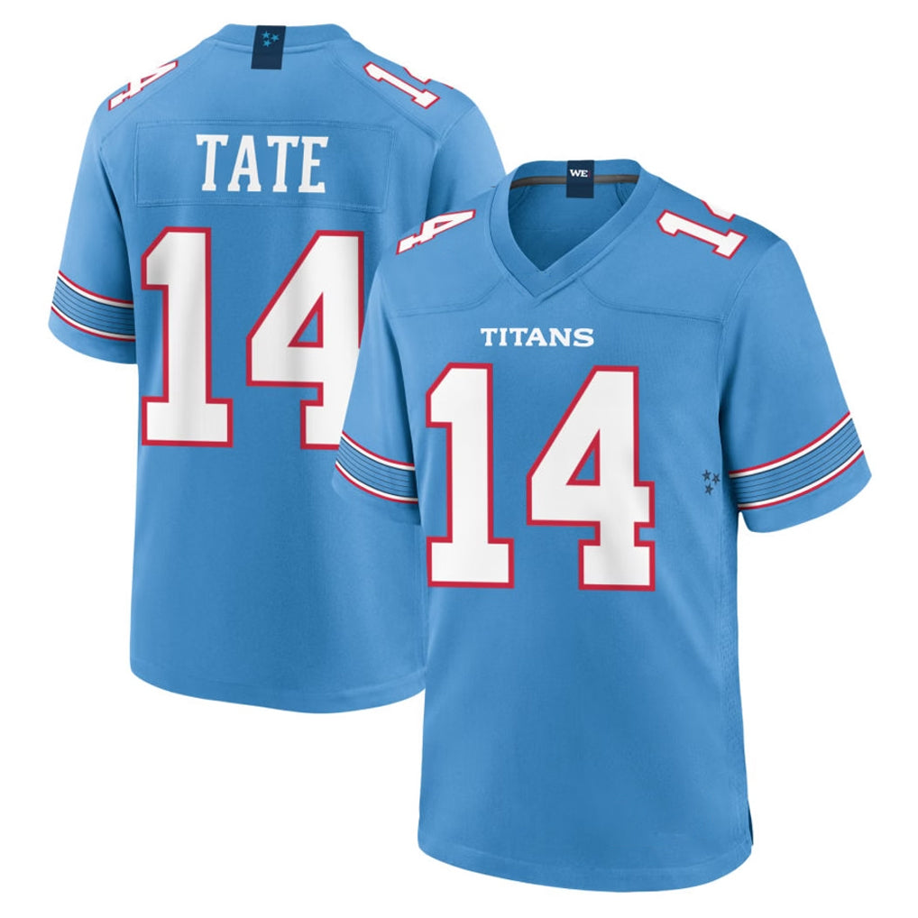 T.Titans #14 Carnell Tate Player Light Blue 2026 Game Home Gdoa Stitched Jerseys