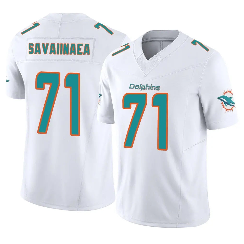 M.Dolphins #71 Jonah Savaiinaea Player White Limited Vapor F.U.S.E. Home Game Gdoa Stitched Jerseys