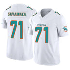 M.Dolphins #71 Jonah Savaiinaea Player White Limited Vapor F.U.S.E. Home Game Gdoa Stitched Jerseys