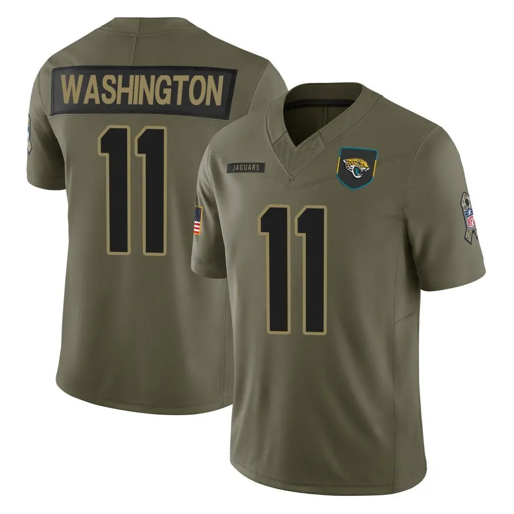 J.Jaguars #11 Parker Washington Player Olive 2025 Salute To Service Limited Game Gdoa Stitched Jerseys
