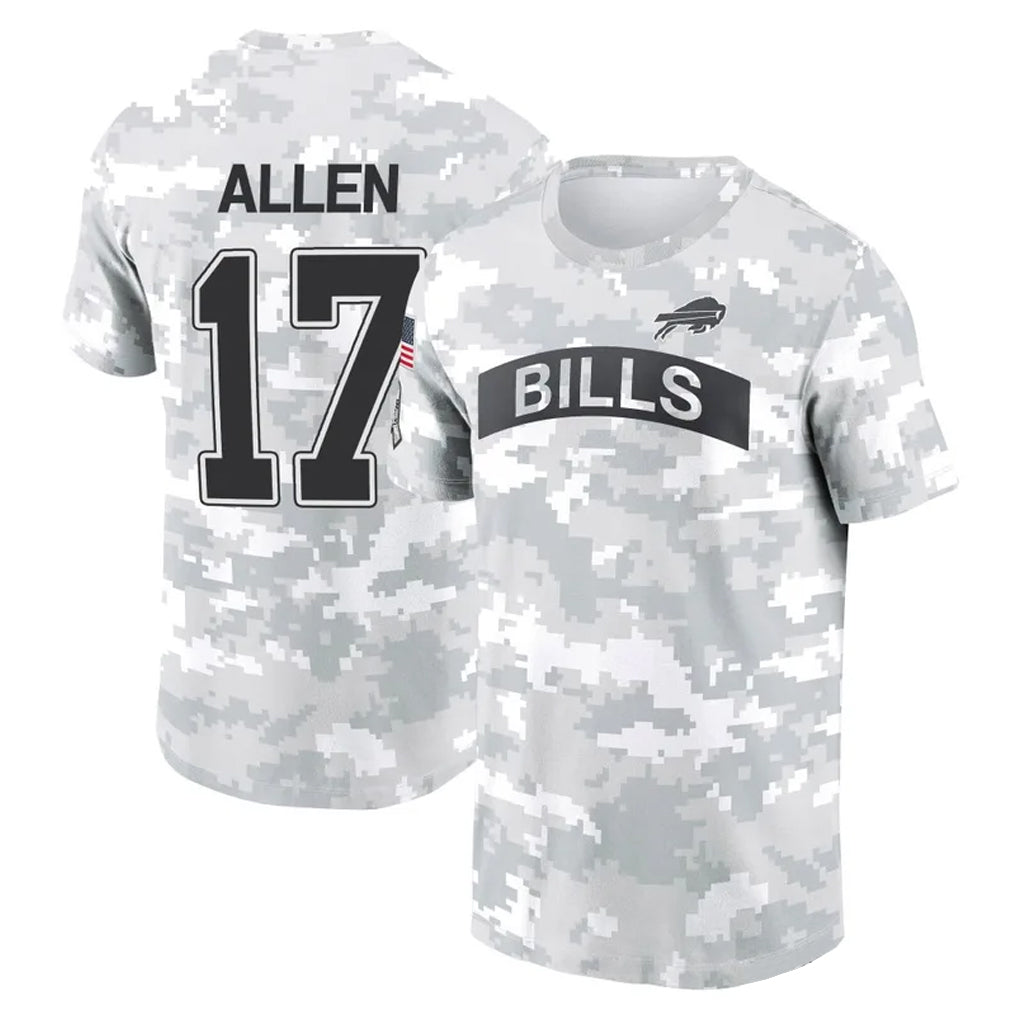 B.Bills #17 Josh Allen Player Arctic Camo Salute to Service T-Shirt Hoodies Gdoa Stitched Jerseys
