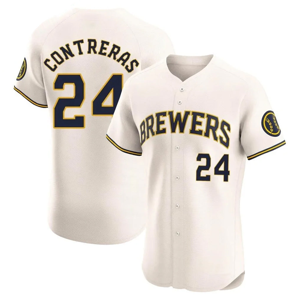 M.Brewers #24 William Contreras Player Cream Home Limited Elite Fdoa Stitched Jerseys