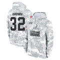 C.Browns #32 Jim Brown Player Arctic Camo Salute to Service Hoodies Limited Game Gdoa Stitched Jerseys