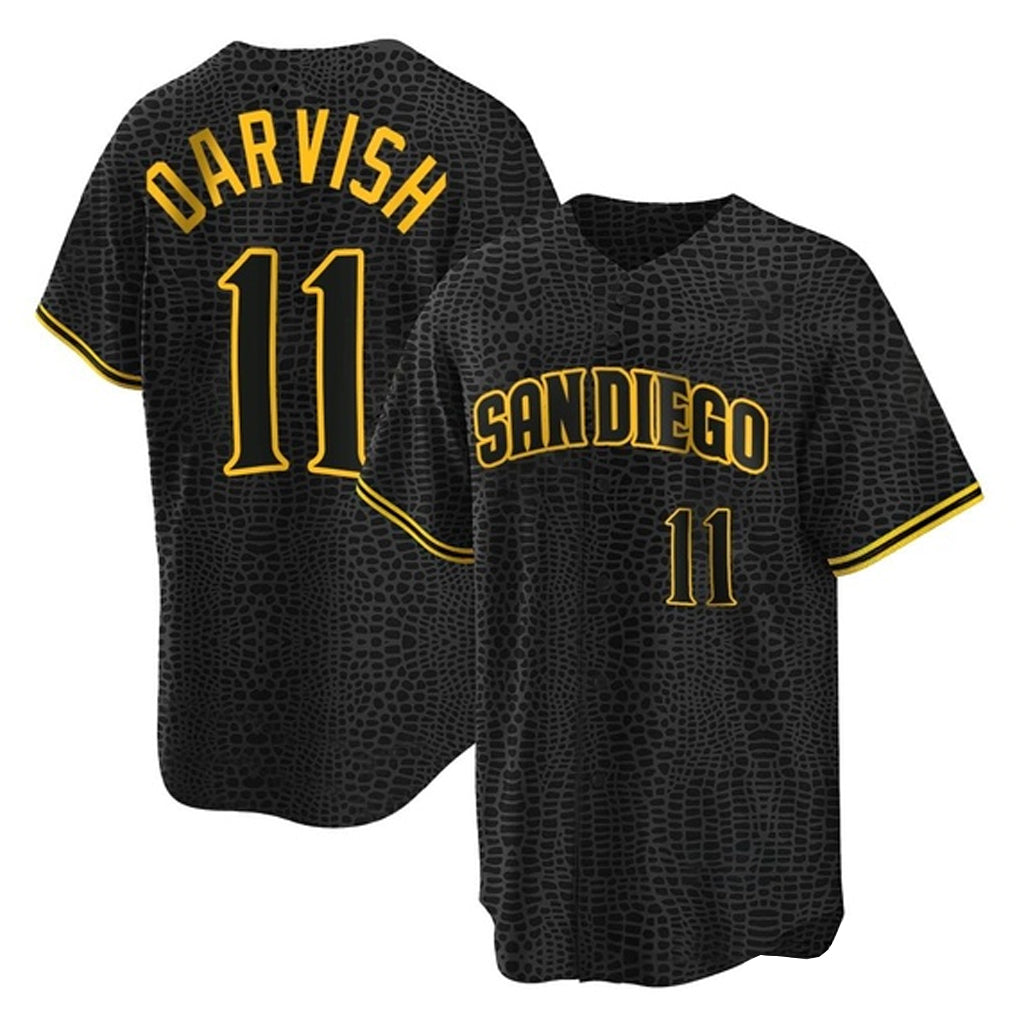 S.Diego Padres #11 Yu Darvish Player Black Snake Skin City Home Game Fdoa Stitched Jerseys