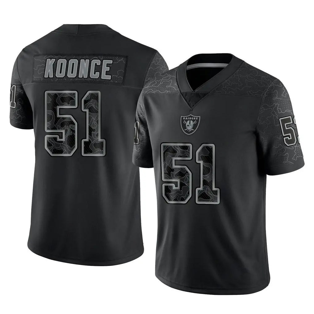LV.Raiders #51 Malcolm Koonce Player Black Reflective Limited Game Gdoa Stitched Jerseys