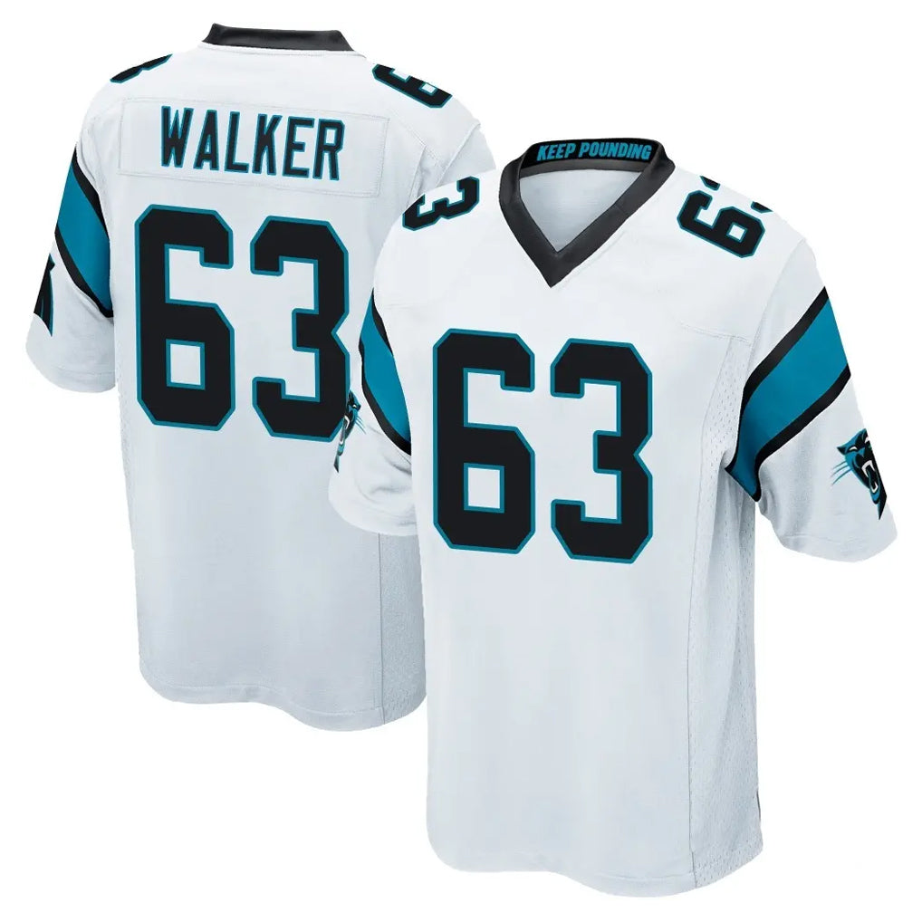 C.Panthers #63 Rasheed Walker Player White Game Gdoa Stitched Jerseys