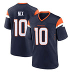 D.Broncos #10 Bo Nix Player Navy Home Game Gdoa Stitched Jerseys