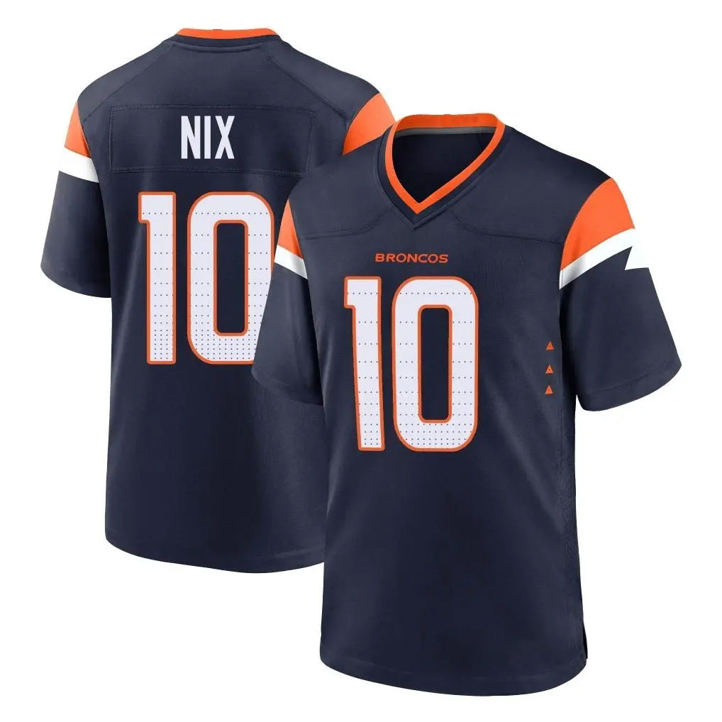 D.Broncos #10 Bo Nix Player Navy Home Game Gdoa Stitched Jerseys