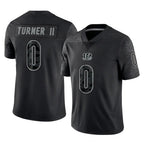 C.Bengals #0 DJ Turner II Player Black Reflective Limited Game Gdoa Stitched Jerseys