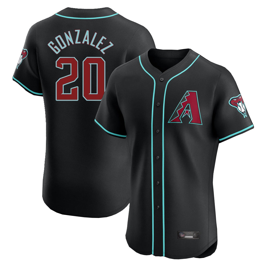 A.Diamondbacks #20 Luis Gonzalez Player Black Limited Elite Home Game Gdoa Stitched Jerseys