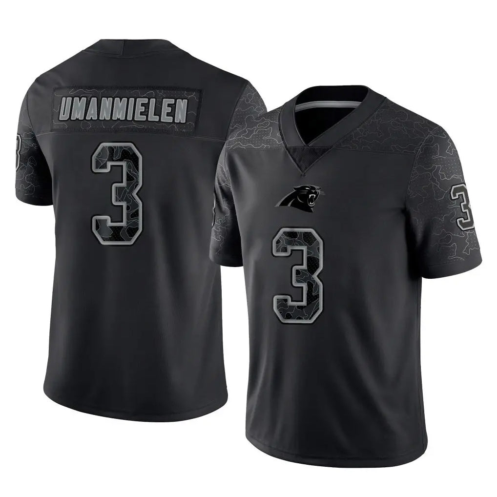 C.Panthers #3 Princely Umanmielen Player Black Limited Reflective Game Gdoa Stitched Jerseys
