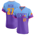 C.Rockies #27 Jordan Beck Player Purple-Light Blue City Connect Limited Elite Home T-shirt Gdoa Stitched Jerseys