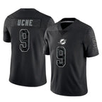 M.Dolphins #9 Joshua Uche Player Black Reflective Limited Game Gdoa Stitched Jerseys