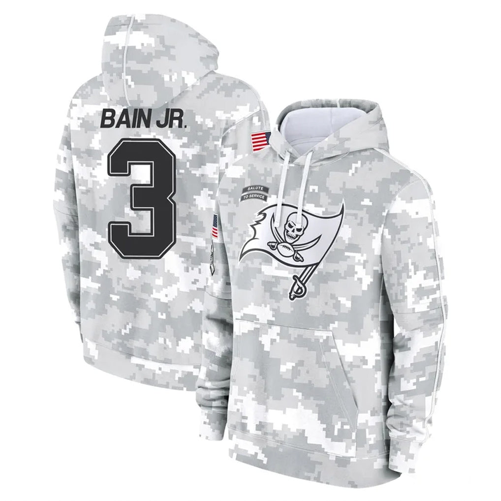 TB.Buccaneers #3 Rueben Bain Jr. Player Arctic Camo Limited Salute to Service Pullover Hoodies Game Gdoa Stitched Jerseys