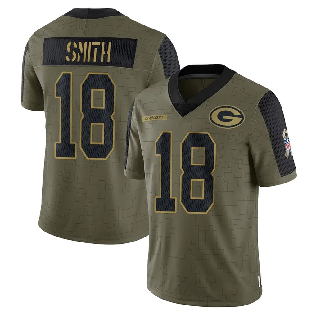 GB.Packers #18 Jonnu Smith Player Olive Salute To Service Limited Game Gdoa Stitched Jerseys