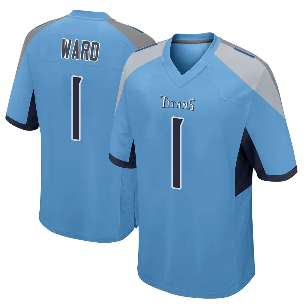 T.Titans #1 Cam Ward Player Light Blue Home Game Gdoa Stitched Jerseys