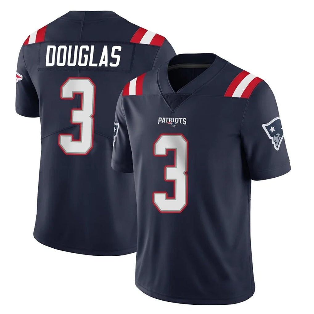 NE.Patriots #3 DeMario Douglas Player Navy Vapor Untouchable Home Game Gdoa Stitched Jerseys